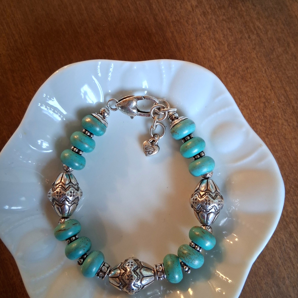 Brighton Santa Fe Turquoise and Silver Beaded Bracelet - Picture 3 of 3